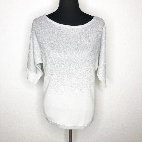 WHBM silver gray white ombre metallic knit sweater top size Small - Picture 1 of 14
